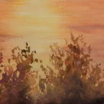 Detailed view of the tranquil Mediterranean waters reflecting the sunset in 'Sunset on the Corsica Coast.