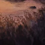 Kateryna Nazarenko's signature on her watercolor painting 'Sunset on the Corsica Coast,' ensuring authenticity.