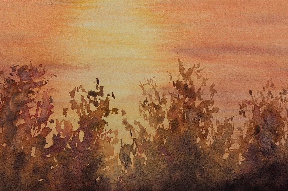 Detailed view of the tranquil Mediterranean waters reflecting the sunset in 'Sunset on the Corsica Coast.