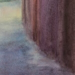 Artist's signature on the watercolor painting 'Early Morning in Bologna,' adding a personal touch to this serene Italian cityscape. The signature is located at the bottom corner, subtly enhancing the authenticity and uniqueness of the artwork.