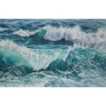 Original watercolor seascape titled ‘Storm,’ showcasing dramatic ocean waves
