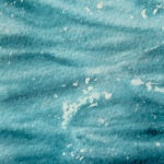Signature of Kateryna Nazarenko on the bottom of 'Sparkles on Turquoise Water,' adding a personal touch to the watercolor artwork.