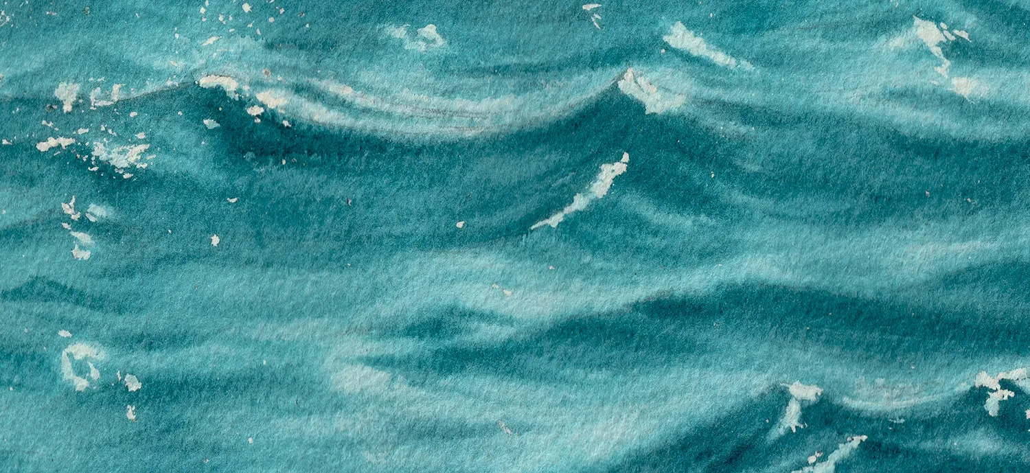 Close-up of the fluid texture in 'Sparkles on Turquoise Water,' highlighting the brushstrokes and vibrant shades of blue and green.