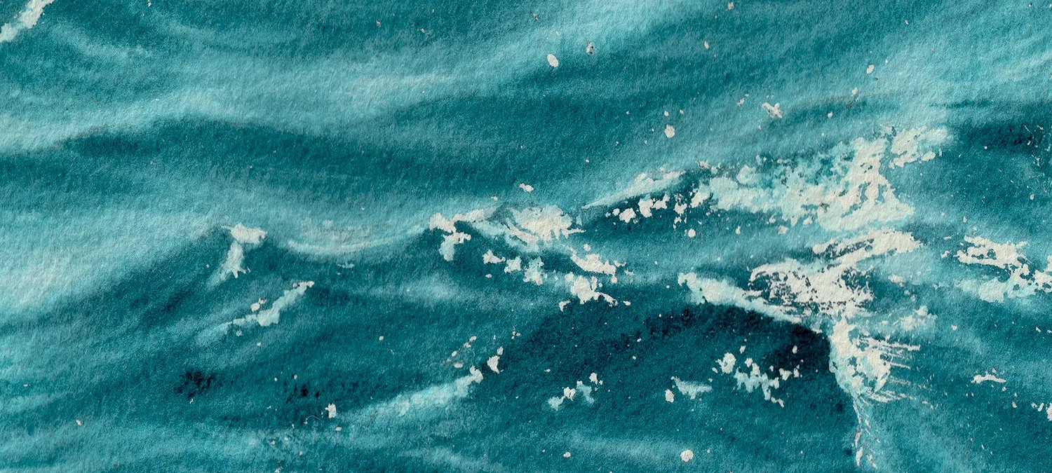 Detail of sparkling highlights in 'Sparkles on Turquoise Water,' showing the delicate play of light across the turquoise sea.