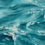 Detail showing the sparkling surface of turquoise water in 'Sparkles on Turquoise Water,' capturing the delicate ripples and light.
