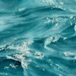 Detail showing the sparkling surface of turquoise water in 'Sparkles on Turquoise Water,' capturing the delicate ripples and light.