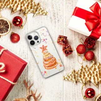 Christmas Clear Phone Case with Festive Christmas Tree of Oranges – Transparent Holiday iPhone Case