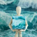 Splashing emerald sea wave mini acrylic painting