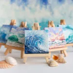 Original art miniature seascape acrylic painting on a small canvas