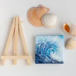 Ocean blue rolling wave mini acrylic painting