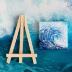 Ocean blue rolling wave mini acrylic painting