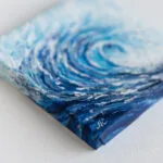 Ocean blue rolling wave mini acrylic painting