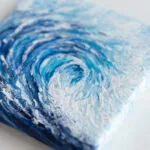 Ocean blue rolling wave mini acrylic painting