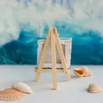 Ocean blue rolling wave mini acrylic painting