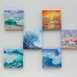 Original art miniature seascape acrylic painting on a small canvas