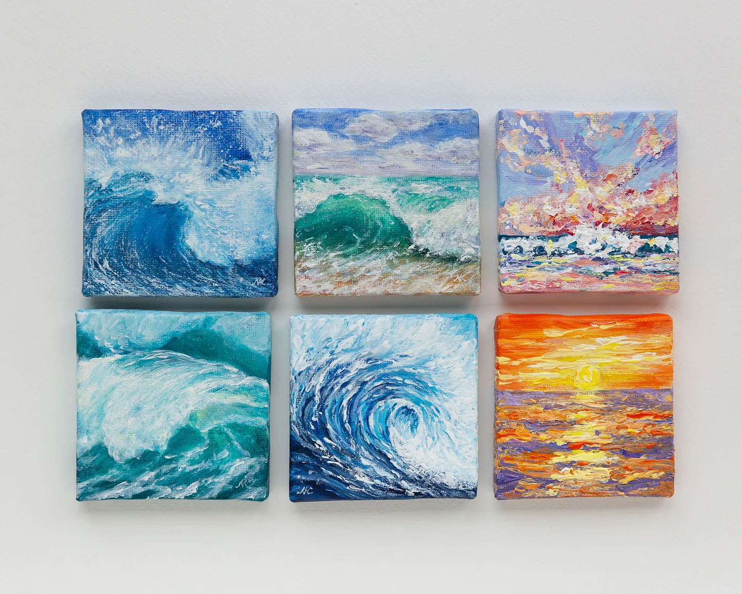 Original art miniature seascape acrylic painting on a small canvas