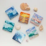 Original art miniature seascape acrylic painting on a small canvas