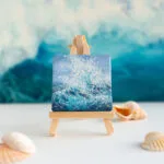 Blue ocean wave mini acrylic painting