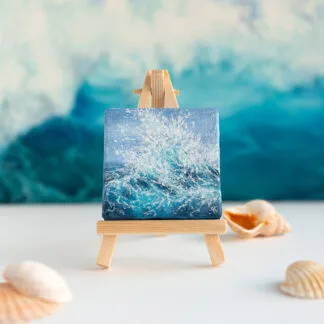 Blue ocean wave mini acrylic painting