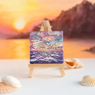 After sunset at the ocean mini acrylic painting