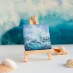 Blue ocean wave mini acrylic painting