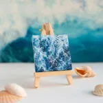 Miniature navy blue ocean water surface acrylic painting