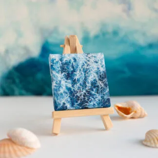 Miniature navy blue ocean water surface acrylic painting