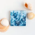 Miniature navy blue ocean water surface acrylic painting