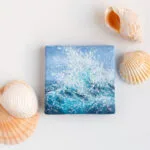 Blue ocean wave mini acrylic painting