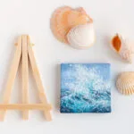 Blue ocean wave mini acrylic painting
