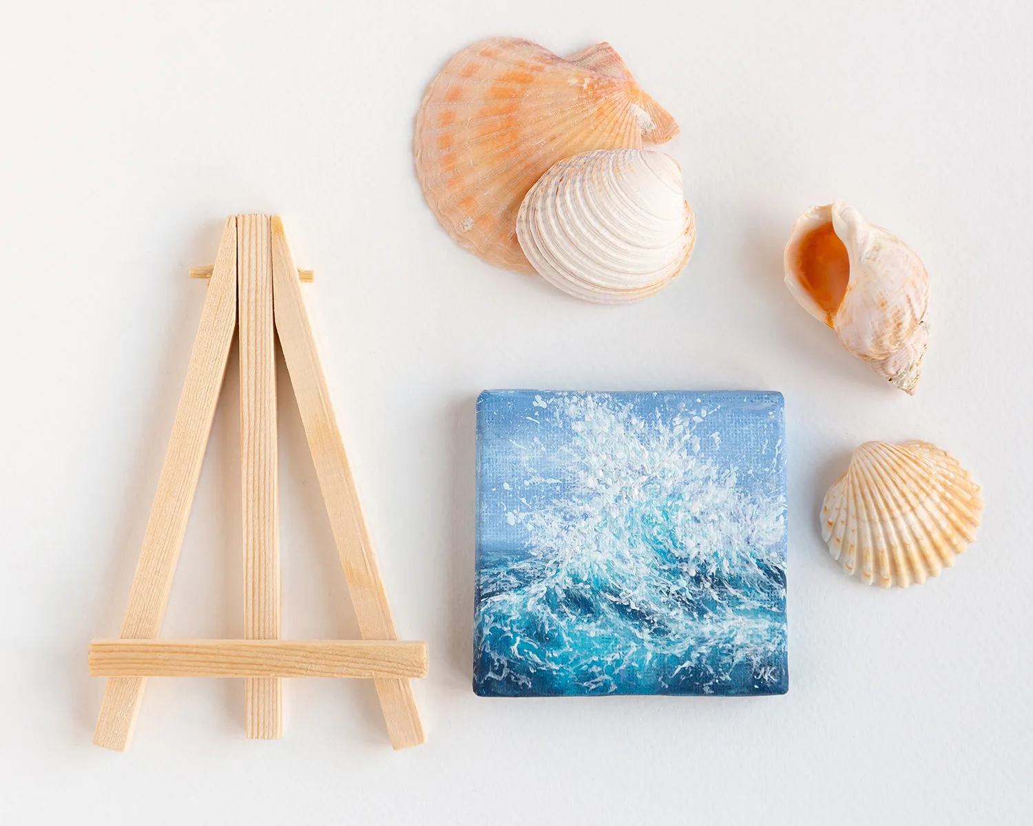 Blue ocean wave mini acrylic painting