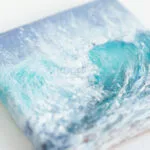 Turquoise blue ocean breaking wave mini acrylic painting