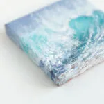 Turquoise blue ocean breaking wave mini acrylic painting