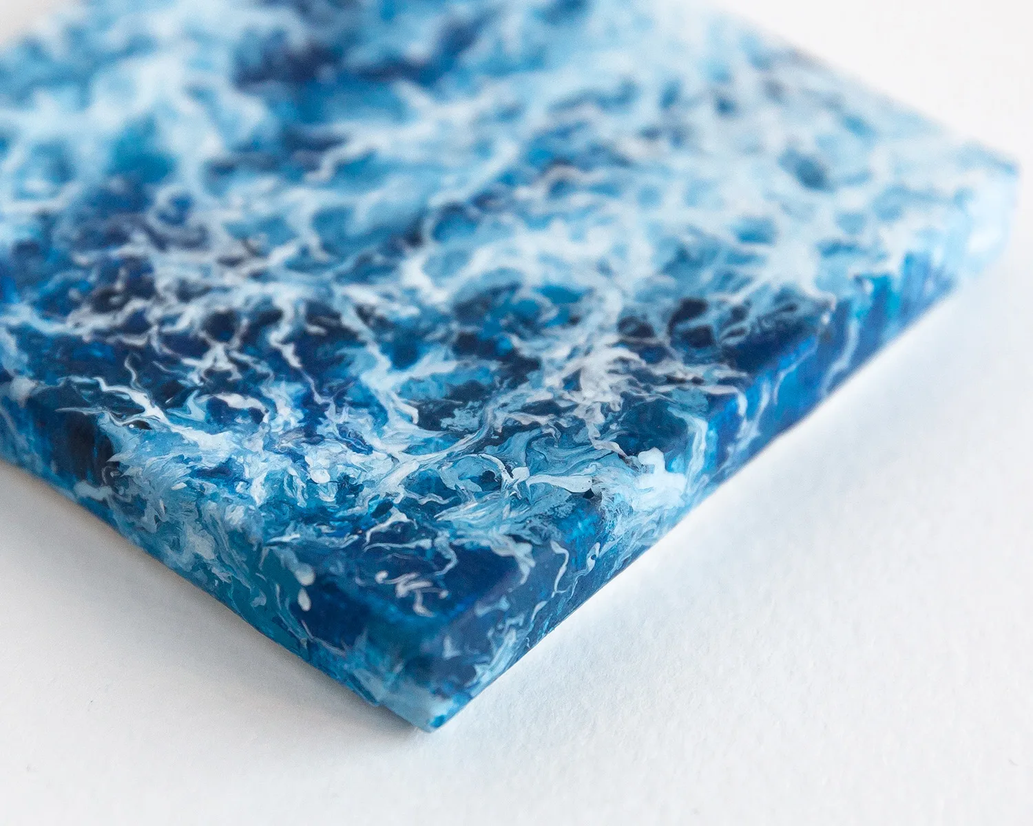 Miniature navy blue ocean water surface acrylic painting