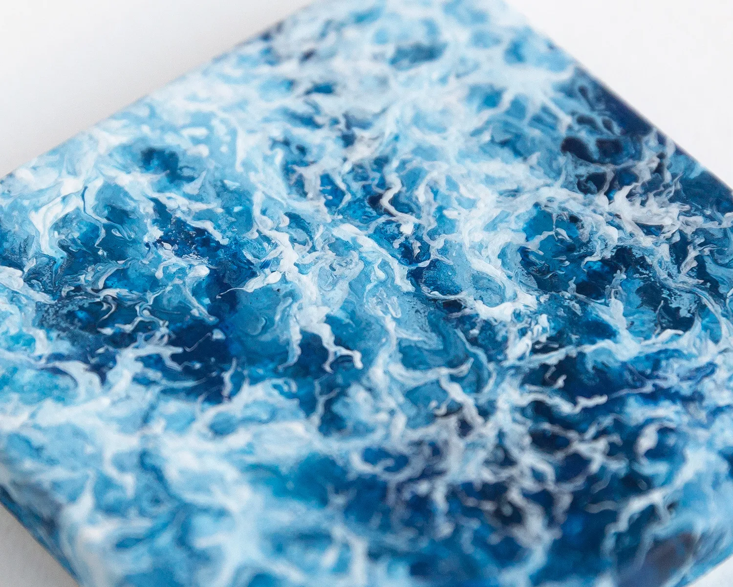 Miniature navy blue ocean water surface acrylic painting