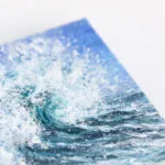 Blue ocean splashing wave miniature acrylic painting
