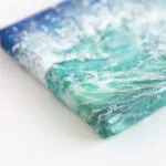 Turquoise green breaking sea wave mini acrylic painting