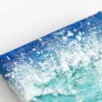 Turquoise green breaking sea wave mini acrylic painting