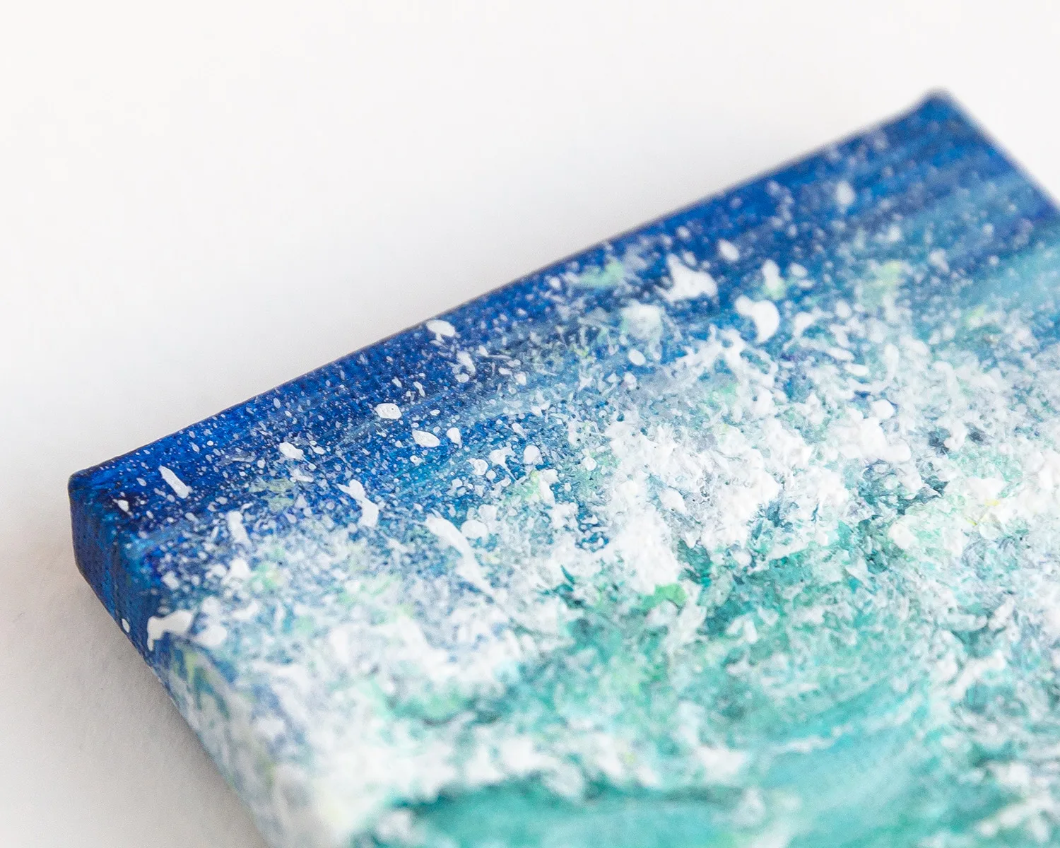 Turquoise green breaking sea wave mini acrylic painting