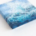 Blue ocean wave mini acrylic painting