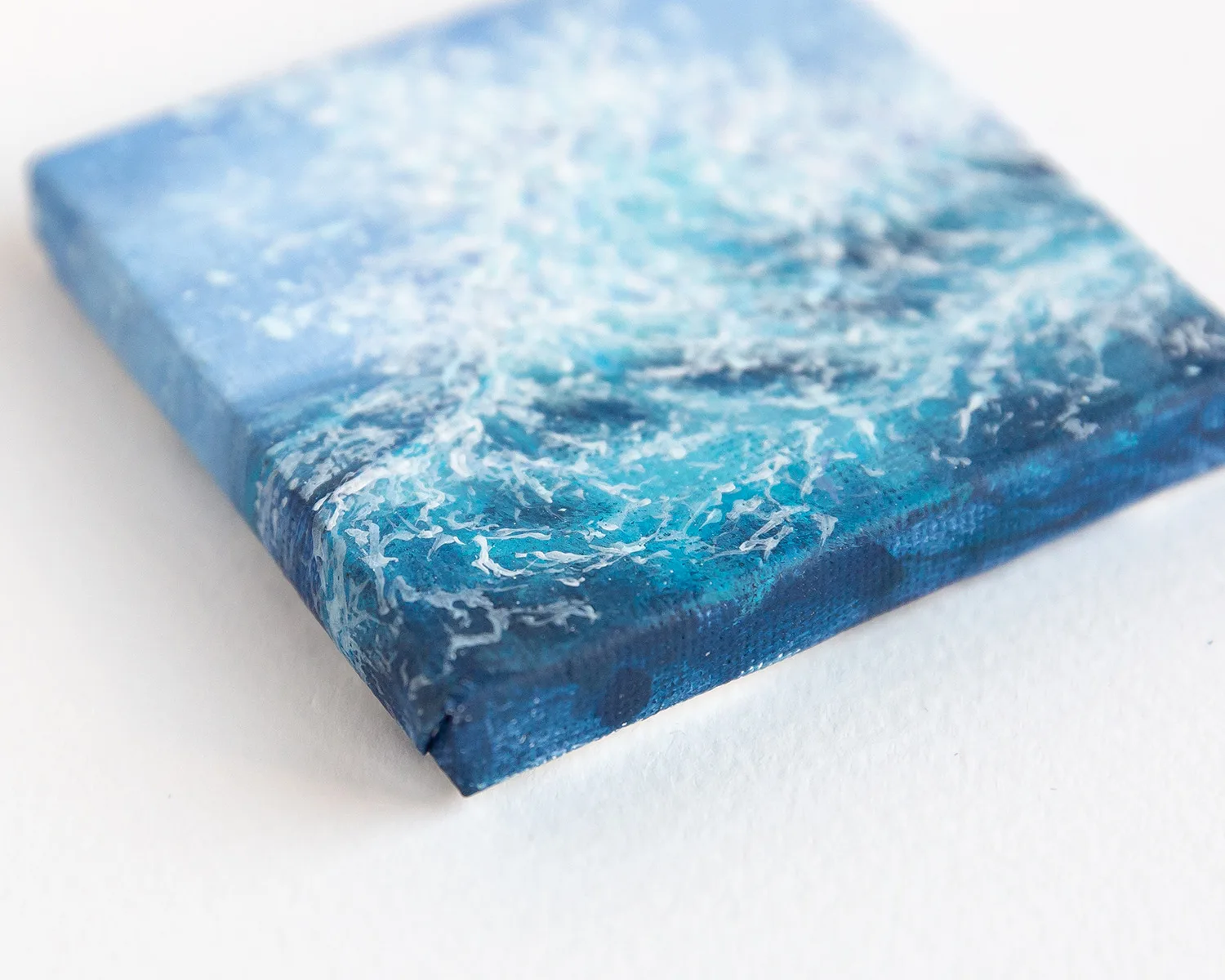 Blue ocean wave mini acrylic painting