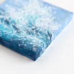 Blue ocean wave mini acrylic painting