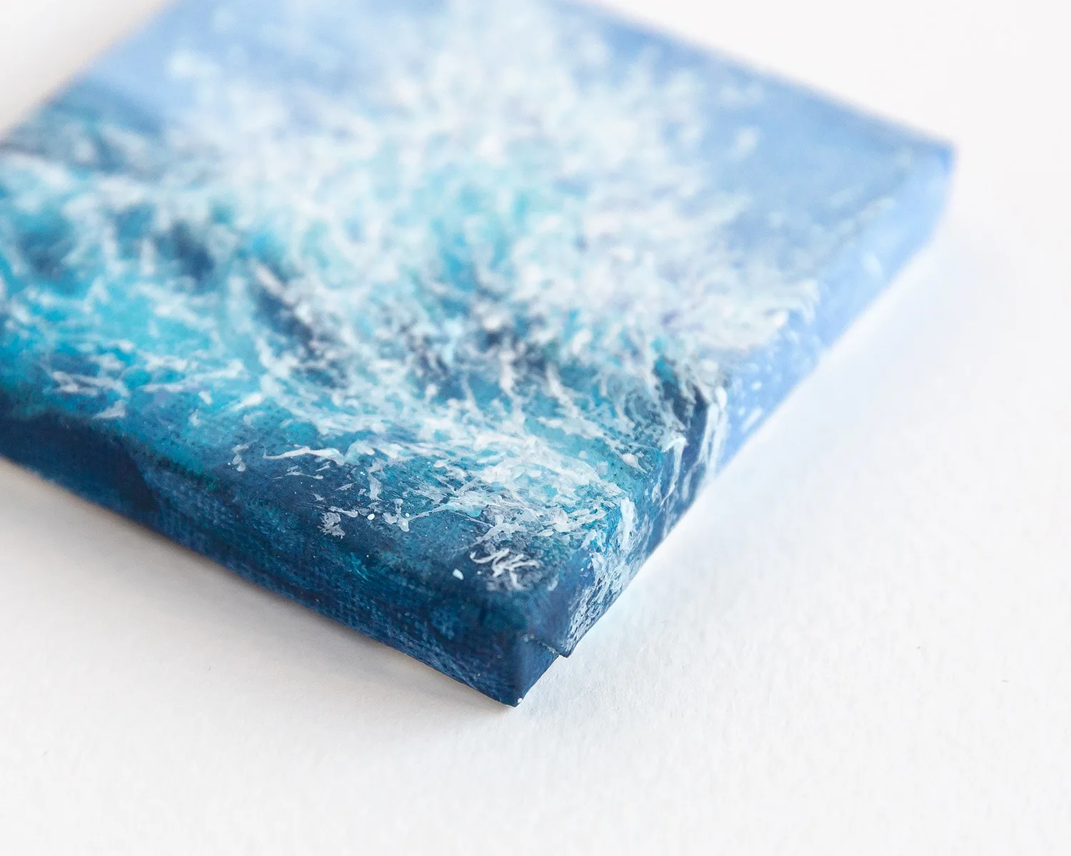 Blue ocean wave mini acrylic painting