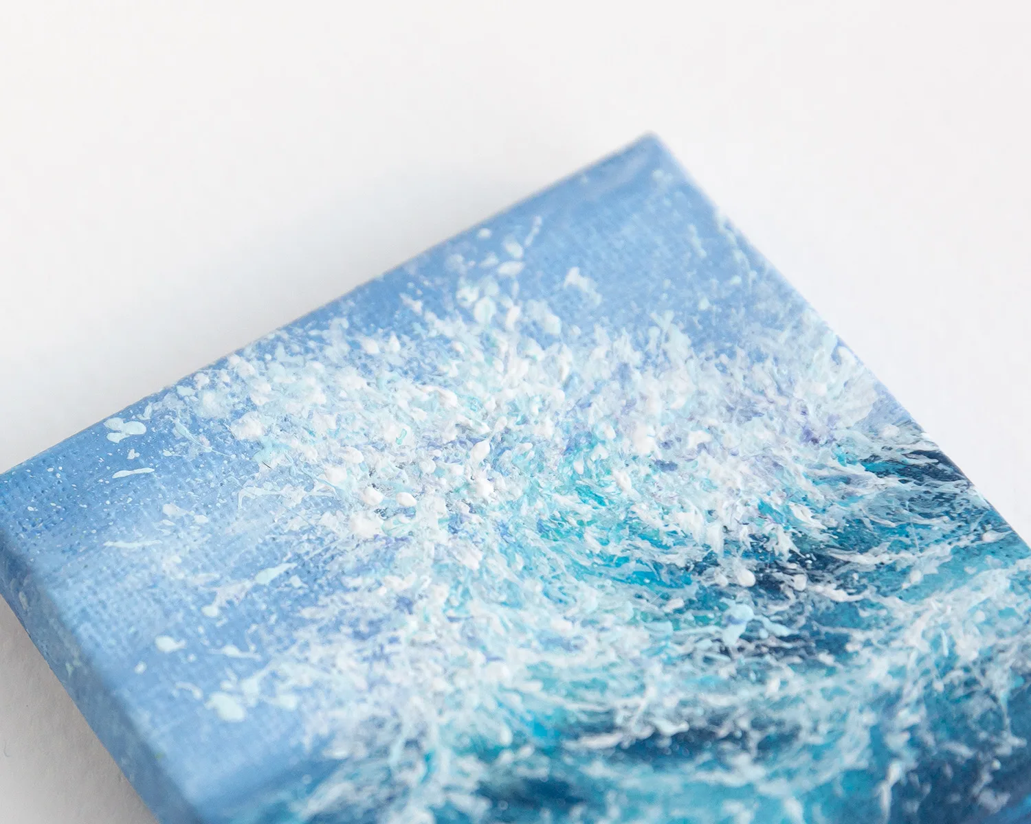 Blue ocean wave mini acrylic painting