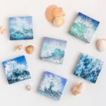 original art miniature seascape acrylic painting on a small canvas