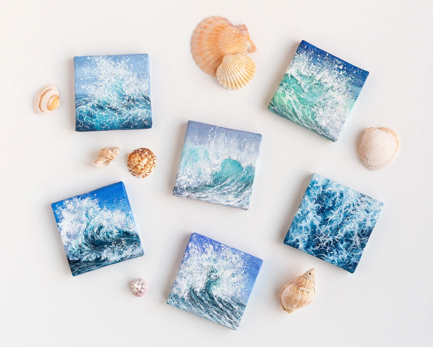 original art miniature seascape acrylic painting on a small canvas