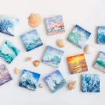 original art miniature seascape acrylic painting on a small canvas