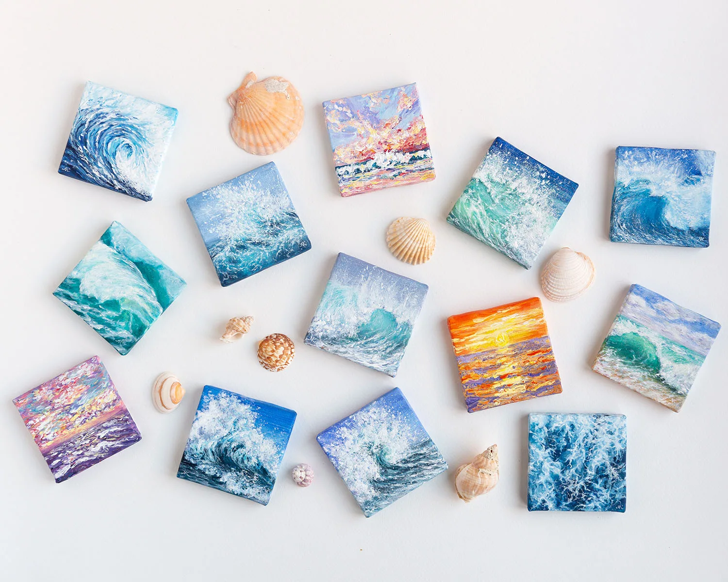original art miniature seascape acrylic painting on a small canvas