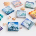 original art miniature seascape acrylic painting on a small canvas