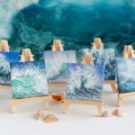 original art miniature seascape acrylic painting on a small canvas